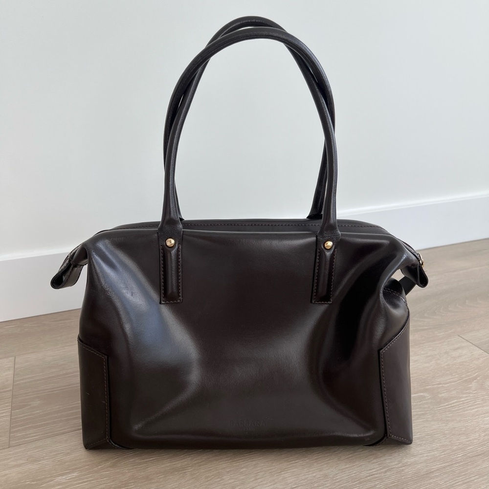 Vintage Dark Chocolate Leather shoulder Bag - Structured Women’s Handbag